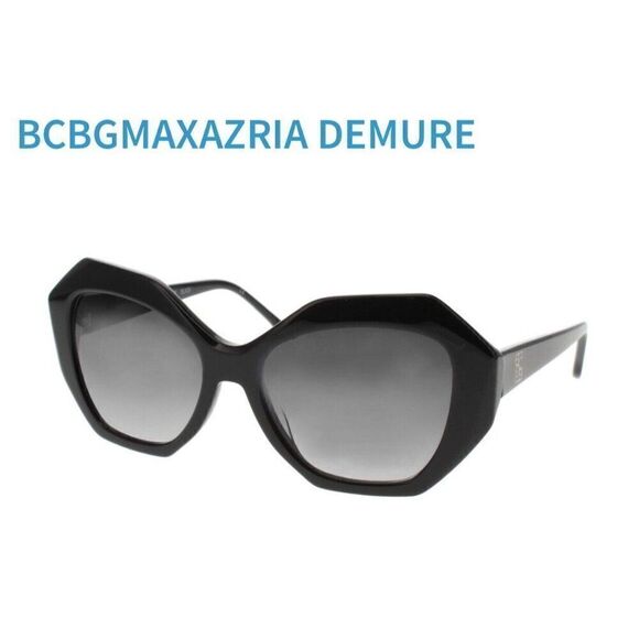BCBGmaxazria New Womens Solid Black Demure Octagon Sunglasses - Picture 1 of 6